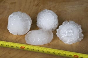 Hailstones measured with tape measure