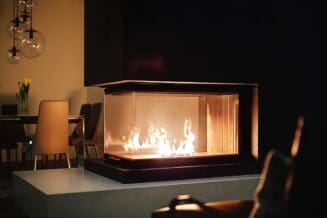 Modern wrap around fireplace