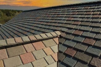 multi-colored synthetic slate roof tiles