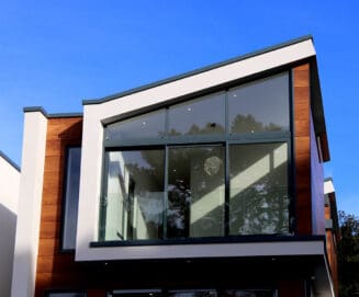 Modern house with black frame replacement windows
