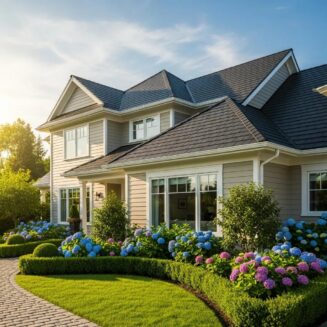 Beautiful home with a newly installed roof showcasing the value of roofing renovations